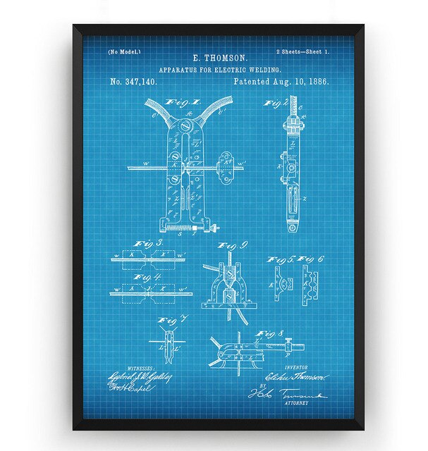 Vintage spawarka elektryczna 1886 Patent Blueprint plakat na płótnie - dekoracje ścienne malarstwo drukuj - Living Home Art - Wianko - 6