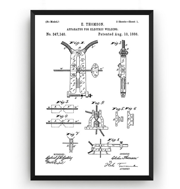 Vintage spawarka elektryczna 1886 Patent Blueprint plakat na płótnie - dekoracje ścienne malarstwo drukuj - Living Home Art - Wianko - 7