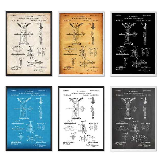 Vintage spawarka elektryczna 1886 Patent Blueprint plakat na płótnie - dekoracje ścienne malarstwo drukuj - Living Home Art - Wianko - 2