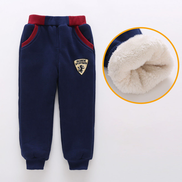 Spodnie chłopięce zimowe, markowe, ocieplane, z aksamitną wyściółką, unisex, w ołówkowym fasonie - Wianko - 4