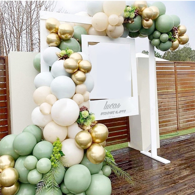Zestaw 100 sztuk zielono-biało-złotych vintage lateksowych balonów Garland Arch dla dzieci Birthday Party Baby Shower ślubne - Wianko - 5