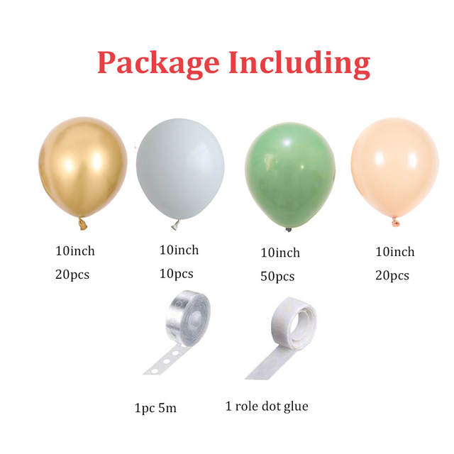Zestaw 100 sztuk zielono-biało-złotych vintage lateksowych balonów Garland Arch dla dzieci Birthday Party Baby Shower ślubne - Wianko - 6