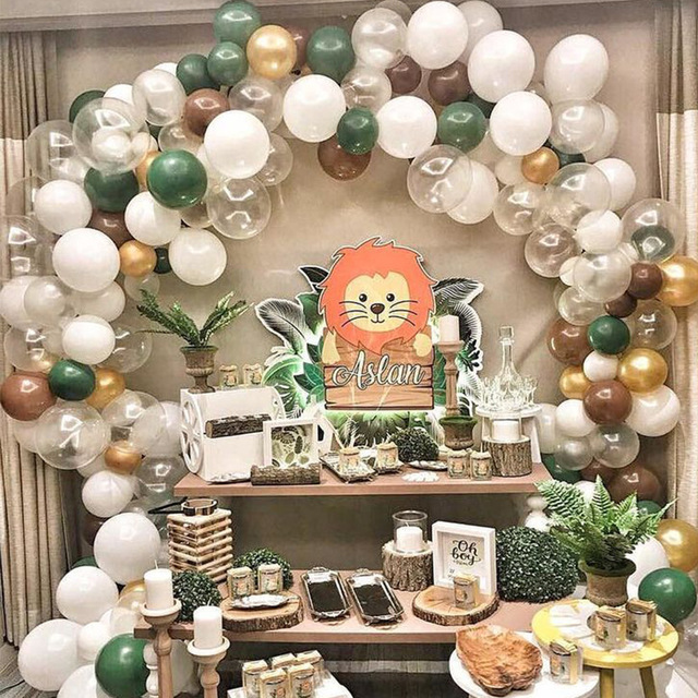 Zestaw 100 sztuk zielono-biało-złotych vintage lateksowych balonów Garland Arch dla dzieci Birthday Party Baby Shower ślubne - Wianko - 2