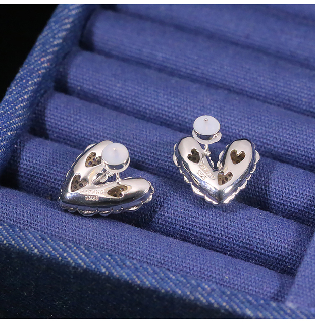 Zestaw różowych diamentowych kolczyków serce 925 srebro wysokiej jakości z cyrkoniami - Wianko - 17