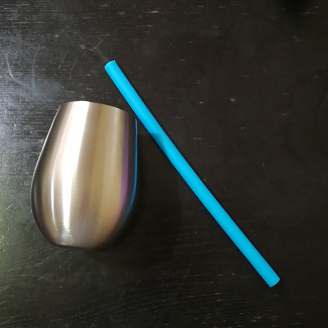 Kubek 530ml do napojów 18oz w kształcie jajka, z silikonową słomką - stal nierdzewna - Wianko - 5