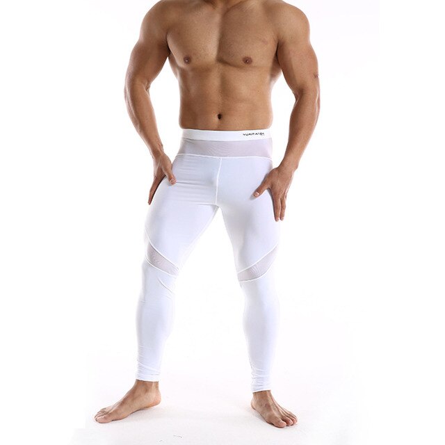 Męskie spodnie do jogi z szerokim elastycznym pasem, siatkowymi wstawkami i wzorem patchworkowym - idealne na fitness i taniec w siłowni - Wianko - 5