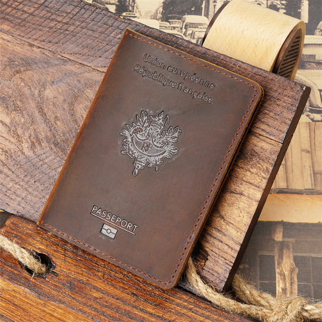 Francuski skórzany pokrowiec na paszport i etui na karty biznesowe oraz kredytowe - Retro design dla mężczyzn - prezent - Wianko - 2