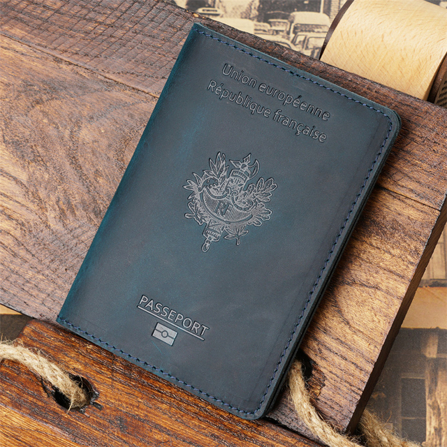 Francuski skórzany pokrowiec na paszport i etui na karty biznesowe oraz kredytowe - Retro design dla mężczyzn - prezent - Wianko - 4