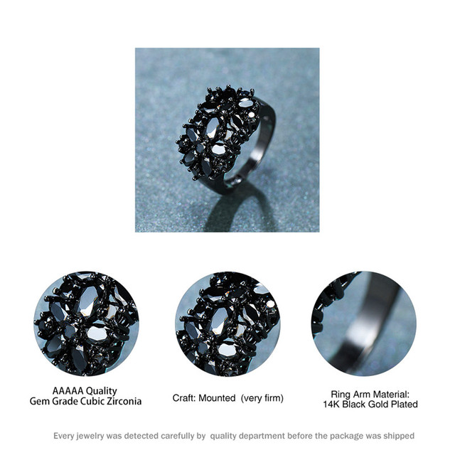 Duża czarna obrączka z owalnym kamieniem vintage dla kobiet, pierścionek obietnicy miłości - Wianko - 5