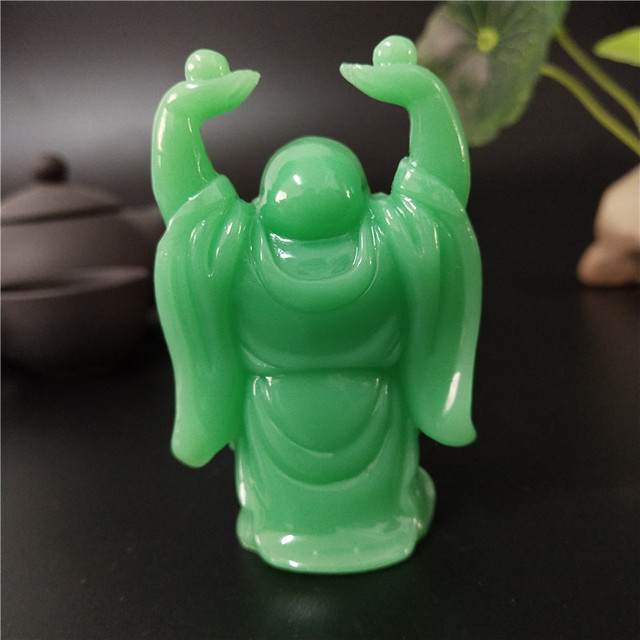 Statua Maitreya z jasną man-made jade, świecąca, idealna na dekorację przydomowego ogrodu - Wianko - 14