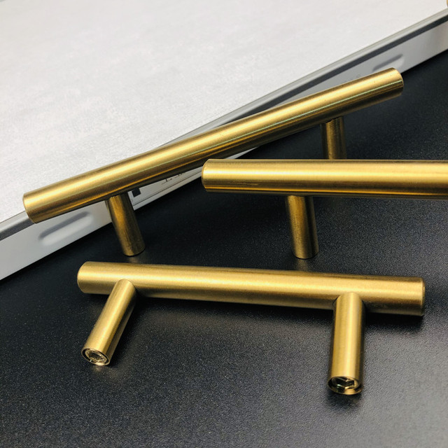 Czarne złoto szczotkowane proste gałki szafkowe ze stali nierdzewnej - Wianko - 5