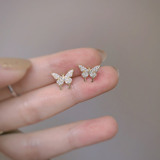 Prosty Mini Mały Motyl Gwiazda Kwiat Kolczyk z Kryształem Górskim do Kolczyka Helix Piercing dla Kobiet Dziewczynek - Wianko - 12