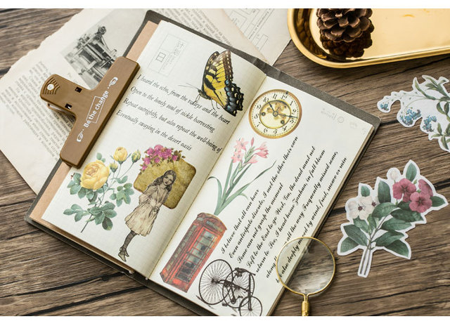 Naklejki Vintage Retro kwiaty grzyby kościół 60 sztuk/paczka do dziennika Scrapbooking dekoracyjne - Wianko - 9