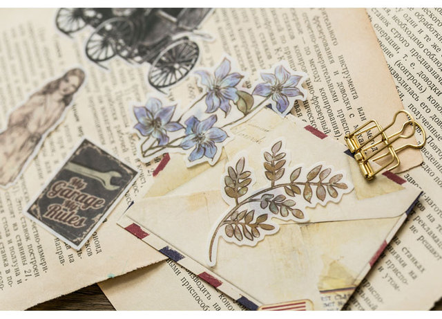 Naklejki Vintage Retro kwiaty grzyby kościół 60 sztuk/paczka do dziennika Scrapbooking dekoracyjne - Wianko - 12