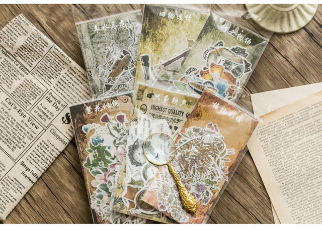 Naklejki Vintage Retro kwiaty grzyby kościół 60 sztuk/paczka do dziennika Scrapbooking dekoracyjne - Wianko - 13