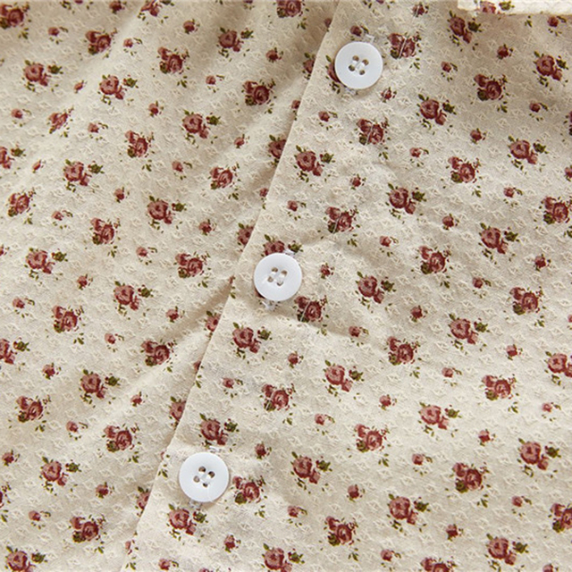 Dziewczęca koszula letnia z podwójną plisowaną warstwą - styl Vintage, bawełna lniana, dla niemowlaka i malucha (nadruk z różą) - Wianko - 8