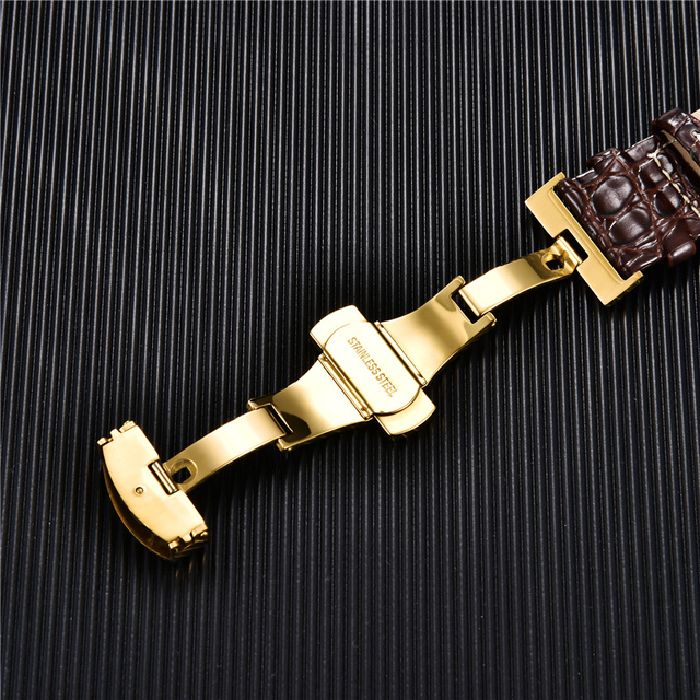 Skórzany pasek do zegarka w krokodylim wzorem 22mm 20mm 18mm 24mm z klamrą motyla ze stali nierdzewnej - Wianko - 14