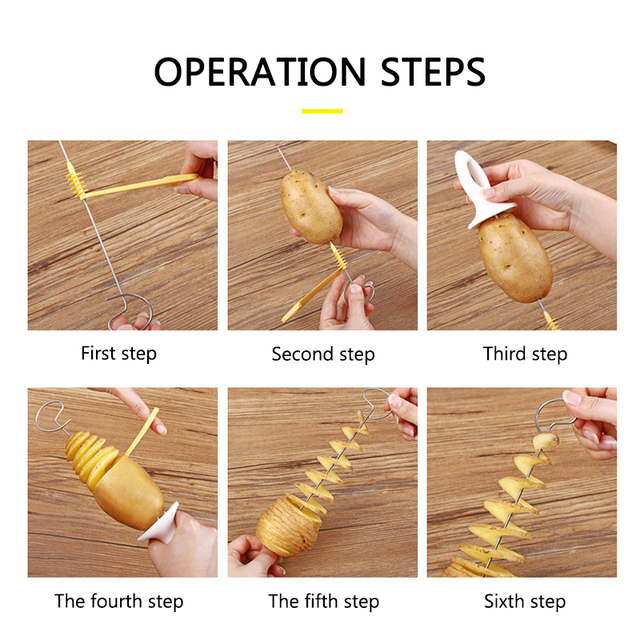 Krajalnica do ziemniaków 3-string Rotate - Twisted spirala DIY, kreatywne gadżety kuchenne, instrukcja w zestawie - Wianko - 24