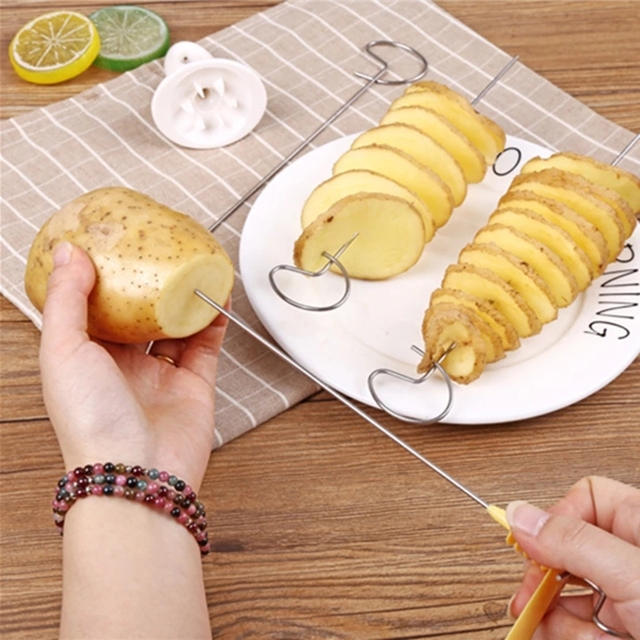 Krajalnica do ziemniaków 3-string Rotate - Twisted spirala DIY, kreatywne gadżety kuchenne, instrukcja w zestawie - Wianko - 15