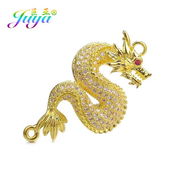 Akcesoria do biżuterii Juya Handmade - talizman z okuciem ze złota/różowego złota, dekoracyjne złącze wisiorka w kształcie smoka - Wianko - 44