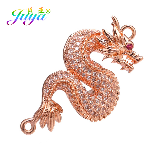 Akcesoria do biżuterii Juya Handmade - talizman z okuciem ze złota/różowego złota, dekoracyjne złącze wisiorka w kształcie smoka - Wianko - 45