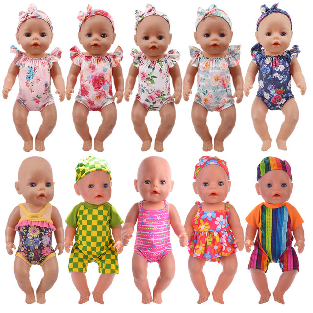 Ubranka dla lalki jednorożec w strojach kąpielowych - dla lalek o wymiarach 18 cali (45 cm) i 43 cm, idealne jako świąteczna zabawka dla dziewczynek do własnoręcznej konstrukcji - Wianko - 1