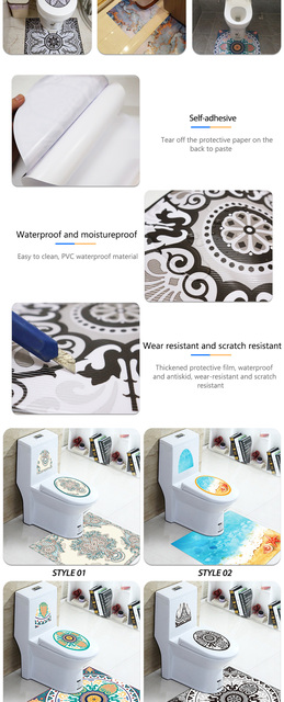 PVC deska klozetowa z antypoślizgową powierzchnią do łazienki z matą DIY - zestaw zawierający wannę, samoprzylepne naklejki wodoodporne, idealne dla domów - Wianko - 2