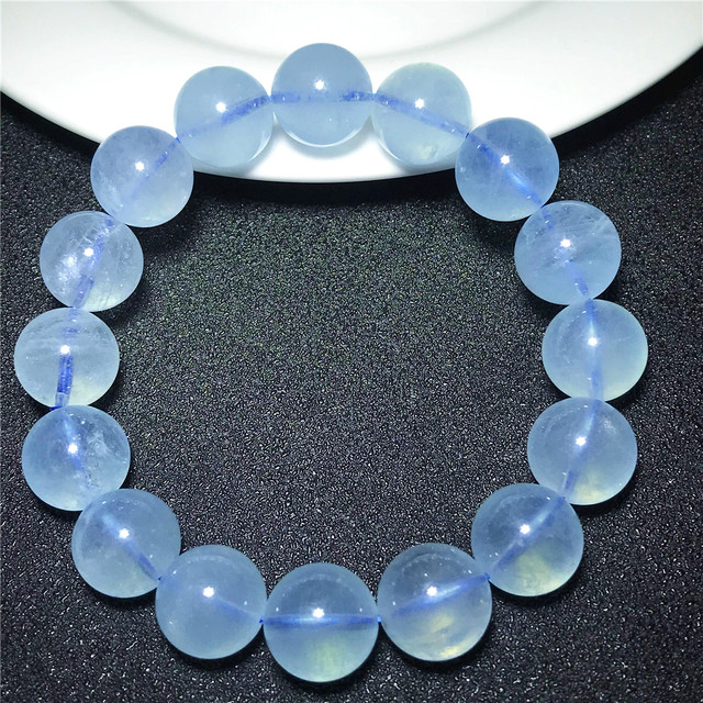 Bransoletka z naturalnym akwamarynem Ocean Blue o średnicy 13mm - biżuteria na szczęście dla kobiet i mężczyzn - Wianko - 3