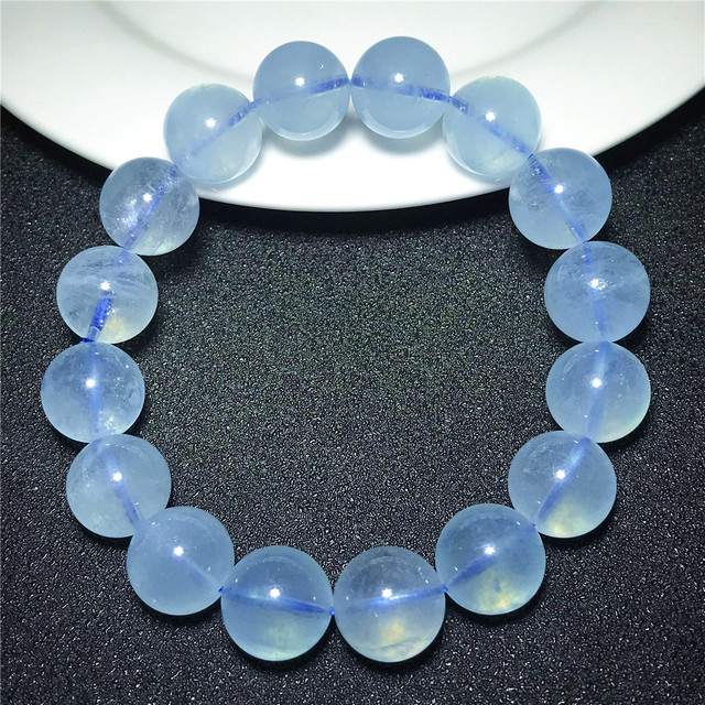 Bransoletka z naturalnym akwamarynem Ocean Blue o średnicy 13mm - biżuteria na szczęście dla kobiet i mężczyzn - Wianko - 4