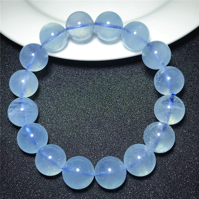 Bransoletka z naturalnym akwamarynem Ocean Blue o średnicy 13mm - biżuteria na szczęście dla kobiet i mężczyzn - Wianko - 6