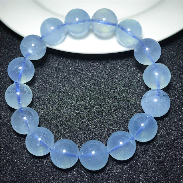 Bransoletka z naturalnym akwamarynem Ocean Blue o średnicy 13mm - biżuteria na szczęście dla kobiet i mężczyzn - Wianko - 2