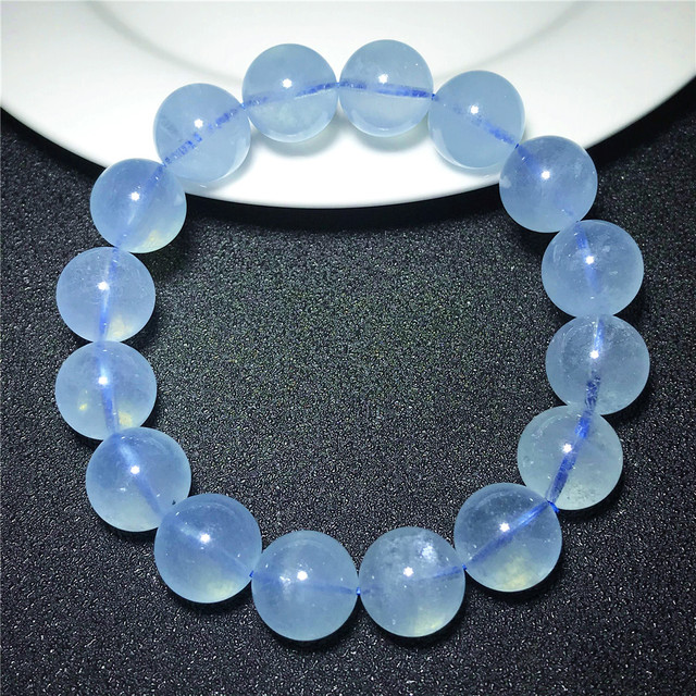 Bransoletka z naturalnym akwamarynem Ocean Blue o średnicy 13mm - biżuteria na szczęście dla kobiet i mężczyzn - Wianko - 1