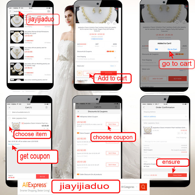 Biżuteria ślubna Jiayijiaduo 2017 - zestaw naszyjników i kolczyków z pereł, w kolorze szarym, białym, czarnym i kawowym - Wianko - 1