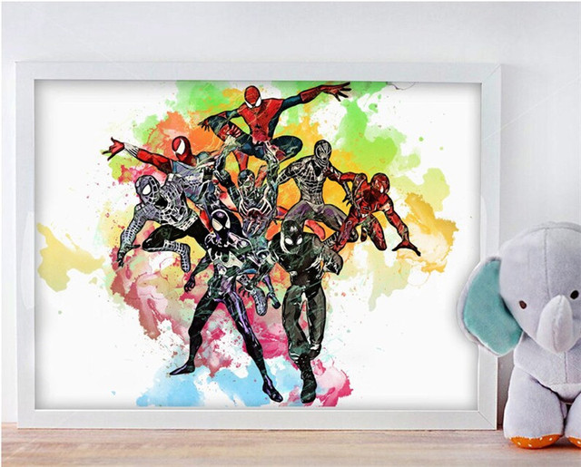 Obraz artystyczny z nadrukiem akwarelowym Avengers Marvel na płótnie - dekoracja ścienna do pokoju dziecięcego - Wianko - 7