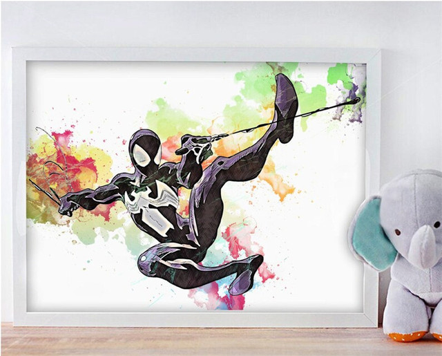 Obraz artystyczny z nadrukiem akwarelowym Avengers Marvel na płótnie - dekoracja ścienna do pokoju dziecięcego - Wianko - 8