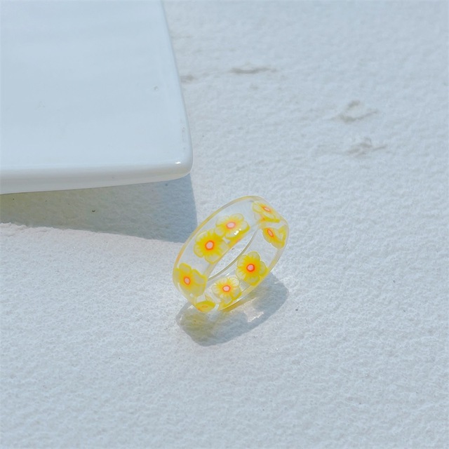 Nowy przezroczysty pierścień z żywicy akrylowej o kształcie geometrycznym, idealny na lato - Wianko - 7