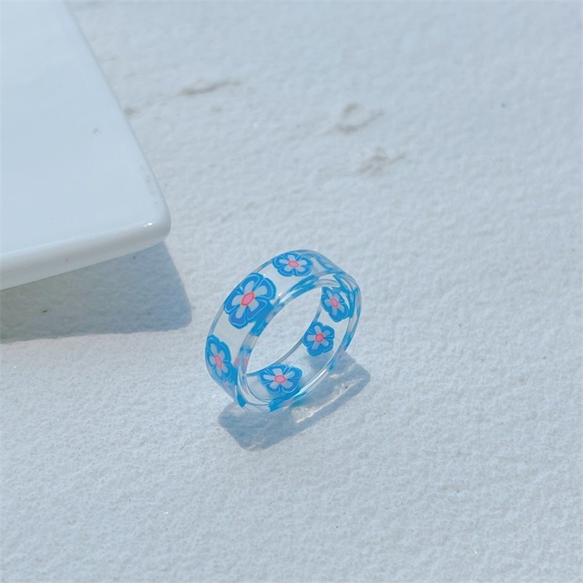 Nowy przezroczysty pierścień z żywicy akrylowej o kształcie geometrycznym, idealny na lato - Wianko - 10