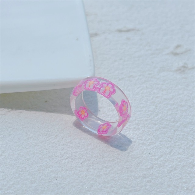 Nowy przezroczysty pierścień z żywicy akrylowej o kształcie geometrycznym, idealny na lato - Wianko - 9
