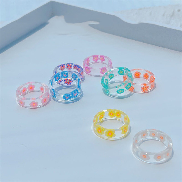 Nowy przezroczysty pierścień z żywicy akrylowej o kształcie geometrycznym, idealny na lato - Wianko - 5
