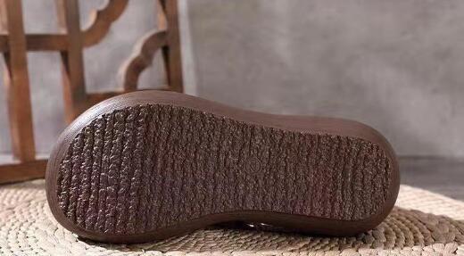 Damskie sandały skórzane z grubą podeszwą, retro styl, ręcznie wykonane (2021) - Wianko - 12