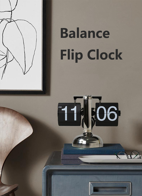 Zegar odwracający Retro ze stali nierdzewnej, klasyczny balans, mechaniczny automatyczny, dekoracja domu - Wianko - 1