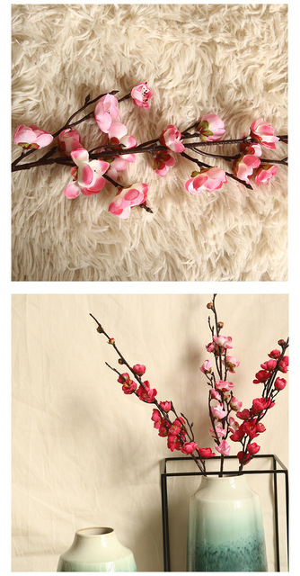 5 sztuk sztucznej gałęzi śliwy jedwabnych do dekoracji ślubnych i ogrodu - Wianko - 7