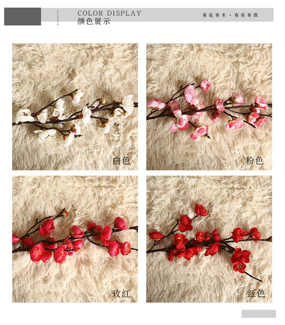 5 sztuk sztucznej gałęzi śliwy jedwabnych do dekoracji ślubnych i ogrodu - Wianko - 2