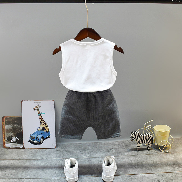 Nowy letni zestaw 0-4 lat Baby Boy Girl: garnitur z krótkim rękawem i sztruksowe szorty - Wianko - 9