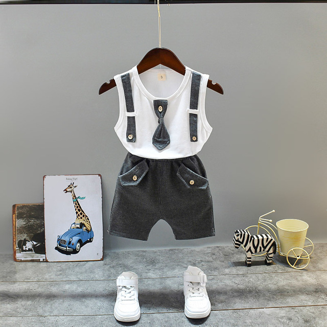 Nowy letni zestaw 0-4 lat Baby Boy Girl: garnitur z krótkim rękawem i sztruksowe szorty - Wianko - 8