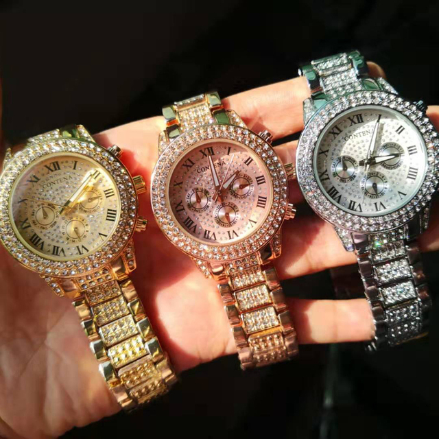 Srebrne luksusowe damskie zegarki z kryształami i diamentami Montre Femme Relogio Feminino 2021 - Wianko - 1