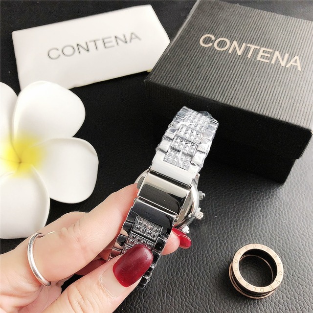 Srebrne luksusowe damskie zegarki z kryształami i diamentami Montre Femme Relogio Feminino 2021 - Wianko - 12