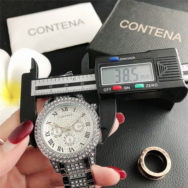 Srebrne luksusowe damskie zegarki z kryształami i diamentami Montre Femme Relogio Feminino 2021 - Wianko - 14