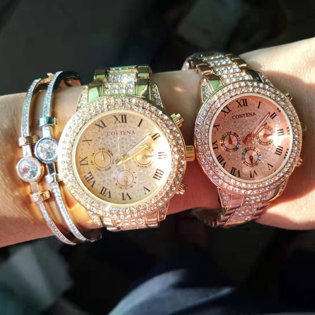 Srebrne luksusowe damskie zegarki z kryształami i diamentami Montre Femme Relogio Feminino 2021 - Wianko - 2