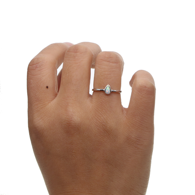 Oryginalny srebrny pierścionek z opalem w kształcie gruszki, 925 Sterling SILVER, elegancki, dla dziewczyn i kobiet, 3x5mm, wysoka jakość, delikatny design - Wianko - 19